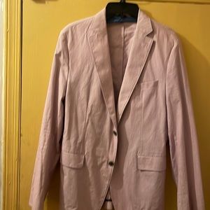 Hugo Boss-red, white striped seersucker jacket, 40 regular